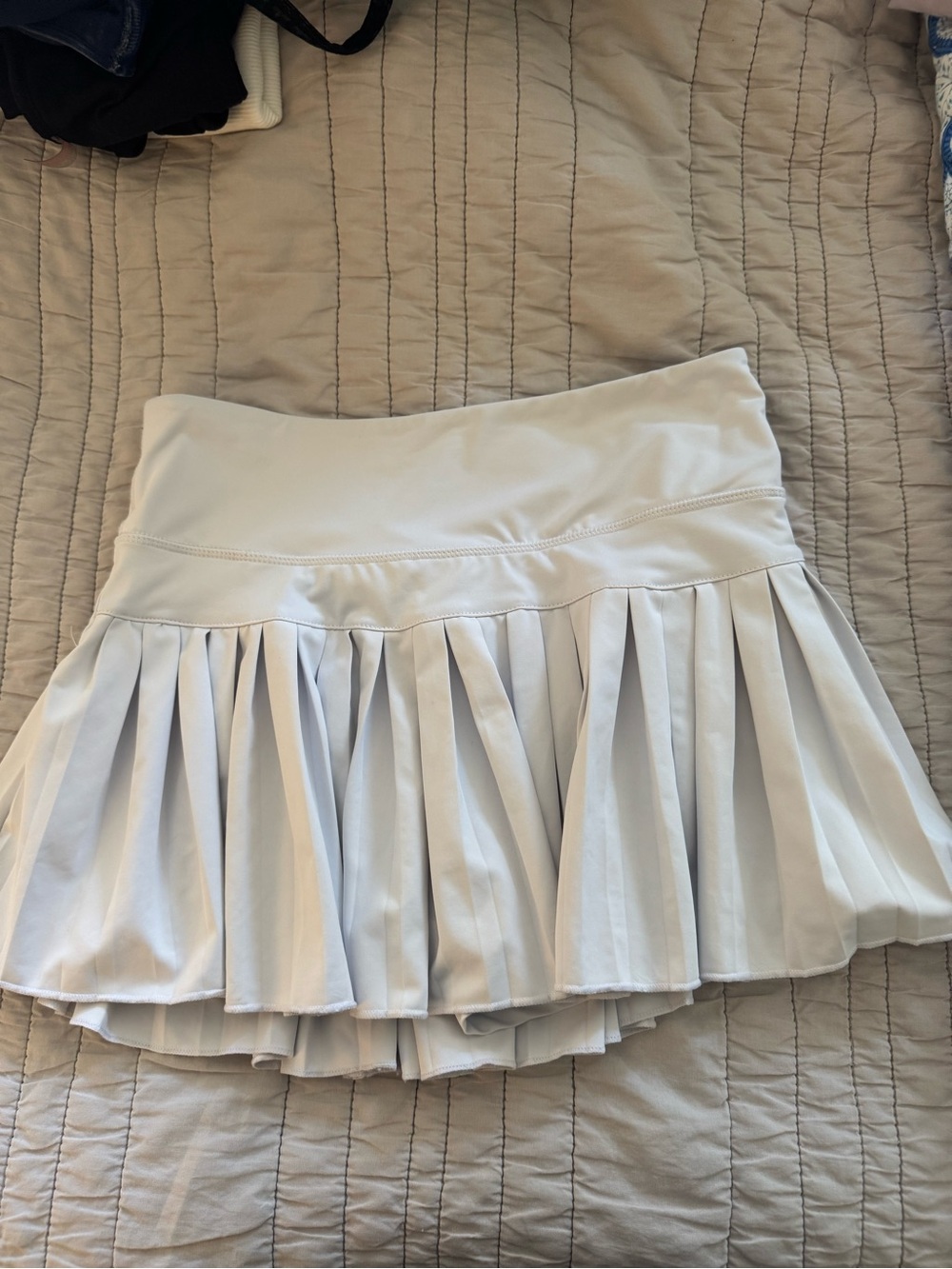 White Pleated Mini Skirt - Gold Hinge